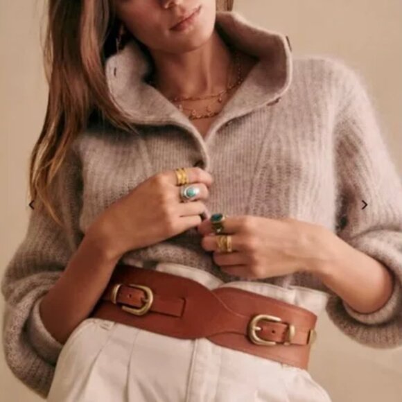 Sezane Brown Leather Belt - Picture 1 of 8